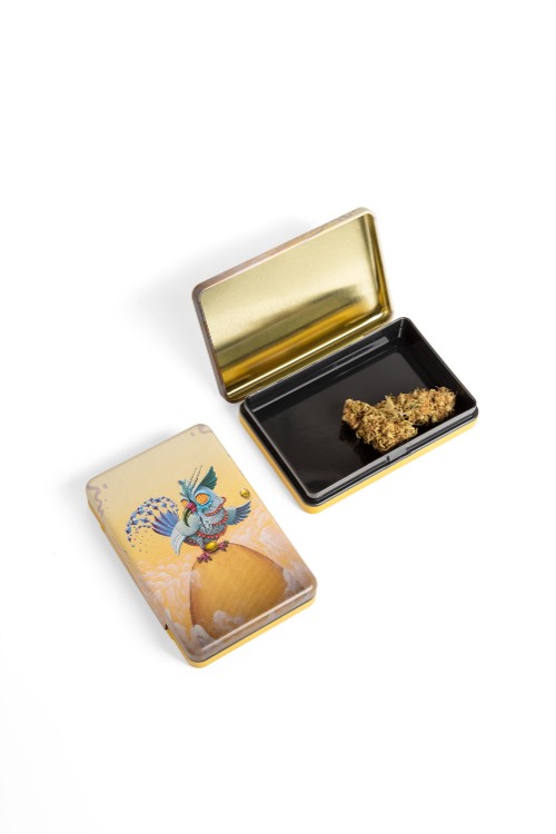 Golden Owl Tin Box - 10cm x 6.5cm Storage